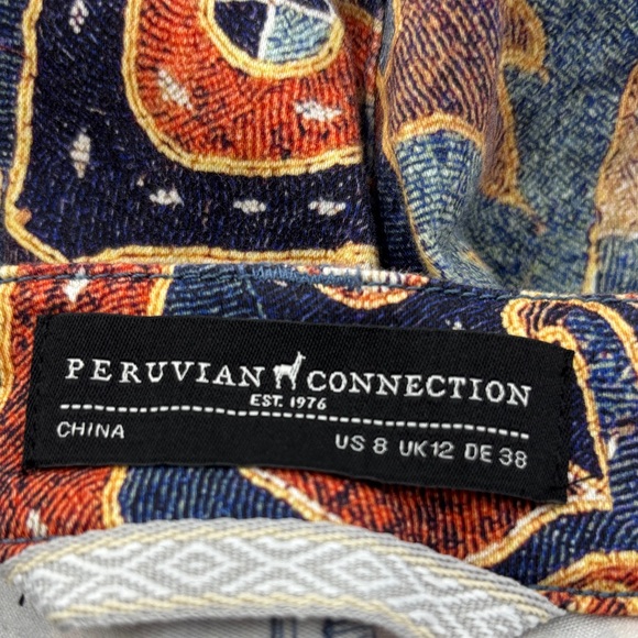 Peruvian Connection Sumatra Print Multicolor Mid-rise Slim Skinny Pants - Picture 7 of 8